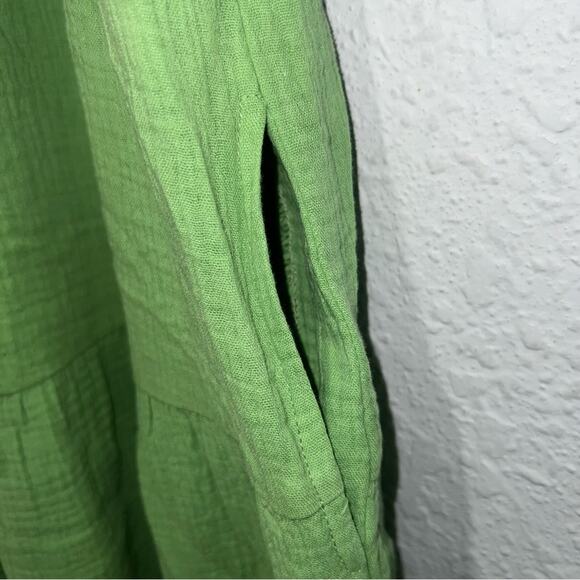 Marine Layer Jude Flutter Sleeve Dress In Jade Sheen - Picture 7 of 12